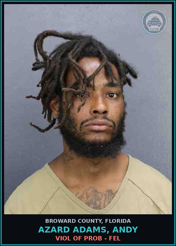 Booking mugshot of AZARD ADAMS, ANDY in Broward County