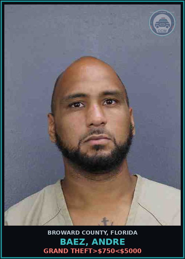 Booking mugshot of BAEZ, ANDRE in Broward County