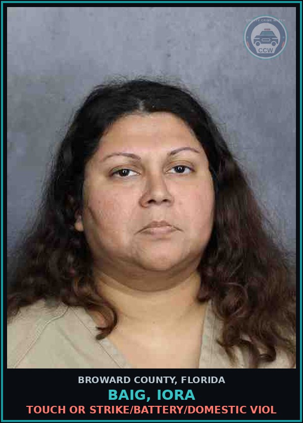 Booking mugshot of BAIG, IORA in Broward County