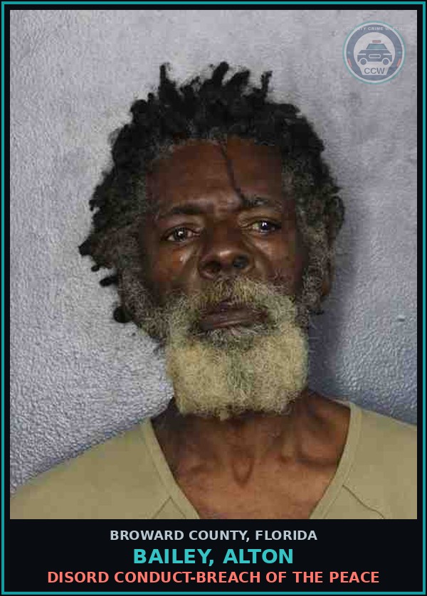 Booking mugshot of BAILEY, ALTON in Broward County