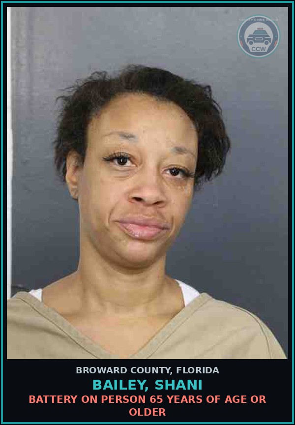 Booking mugshot of BAILEY, SHANI in Broward County