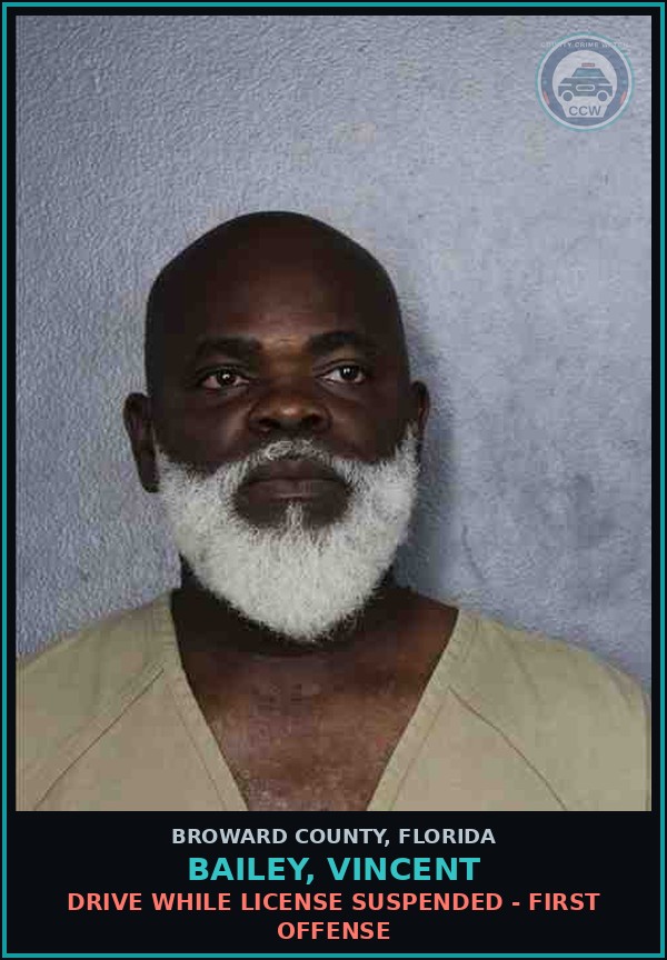 Booking mugshot of BAILEY, VINCENT in Broward County