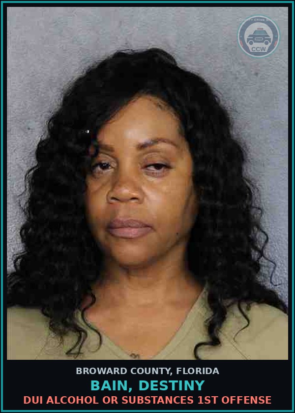 Booking mugshot of BAIN, DESTINY in Broward County