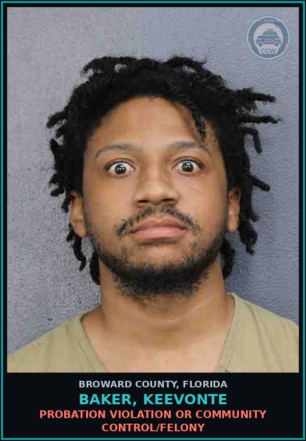 Booking mugshot of BAKER, KEEVONTE in Broward County