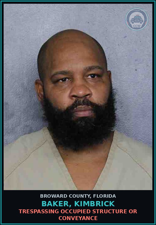 Booking mugshot of BAKER, KIMBRICK in Broward County