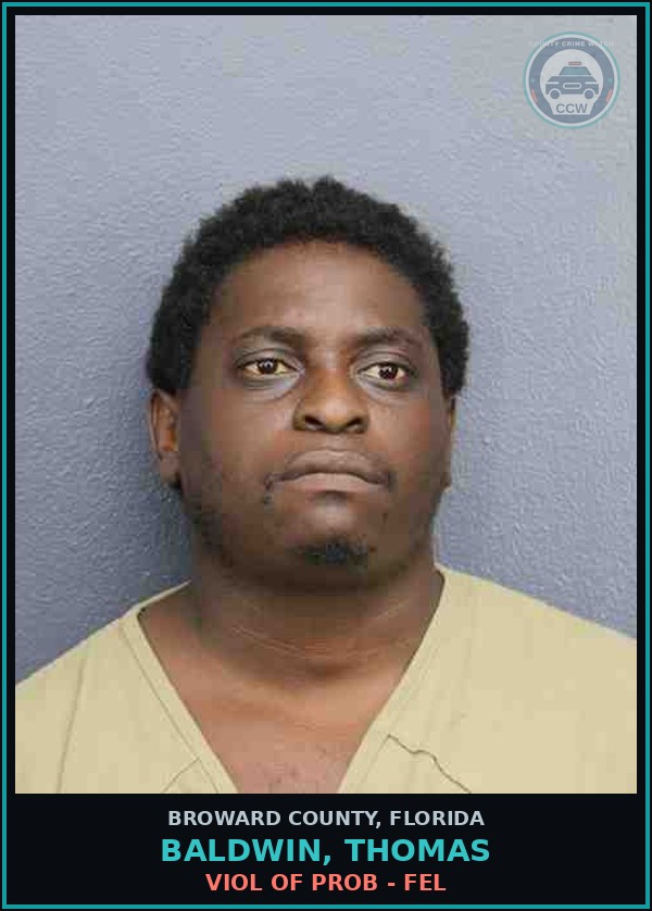 Booking mugshot of BALDWIN, THOMAS in Broward County