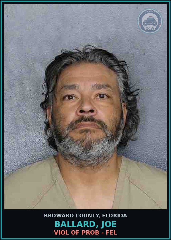 Booking mugshot of BALLARD, JOE in Broward County
