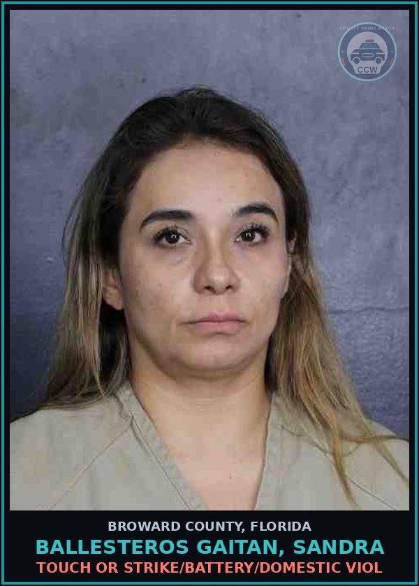 Booking mugshot of BALLESTEROS GAITAN, SANDRA in Broward County