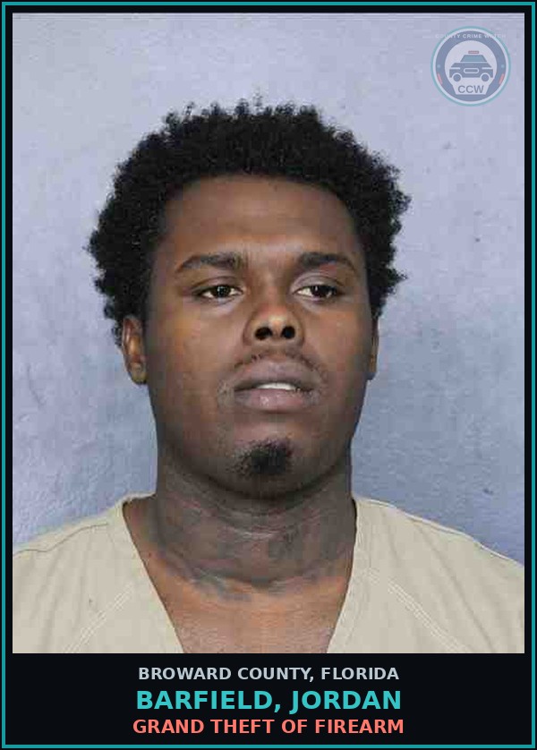 Booking mugshot of BARFIELD, JORDAN in Broward County