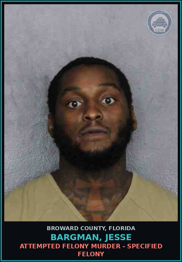 Booking mugshot of BARGMAN, JESSE in Broward County