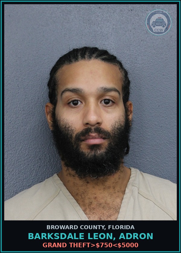 Booking mugshot of BARKSDALE LEON, ADRON in Broward County