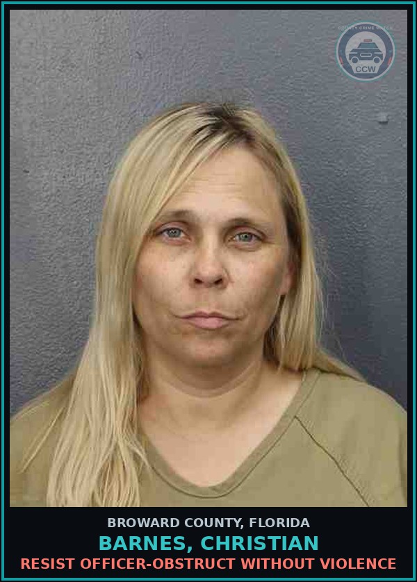 Booking mugshot of BARNES, CHRISTIAN in Broward County