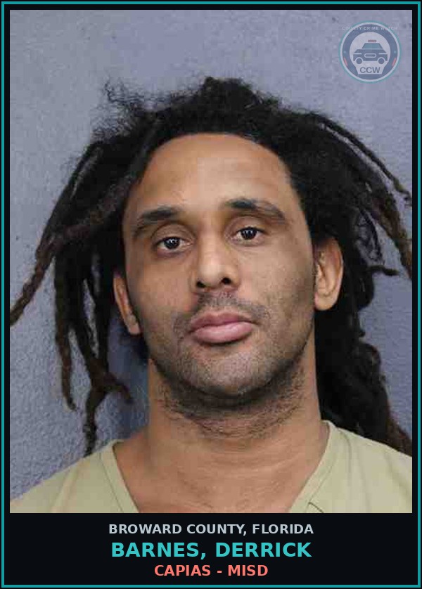 Booking mugshot of BARNES, DERRICK in Broward County