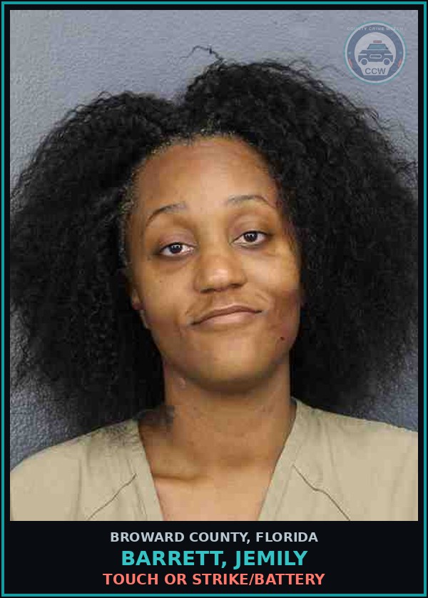 Booking mugshot of BARRETT, JEMILY in Broward County