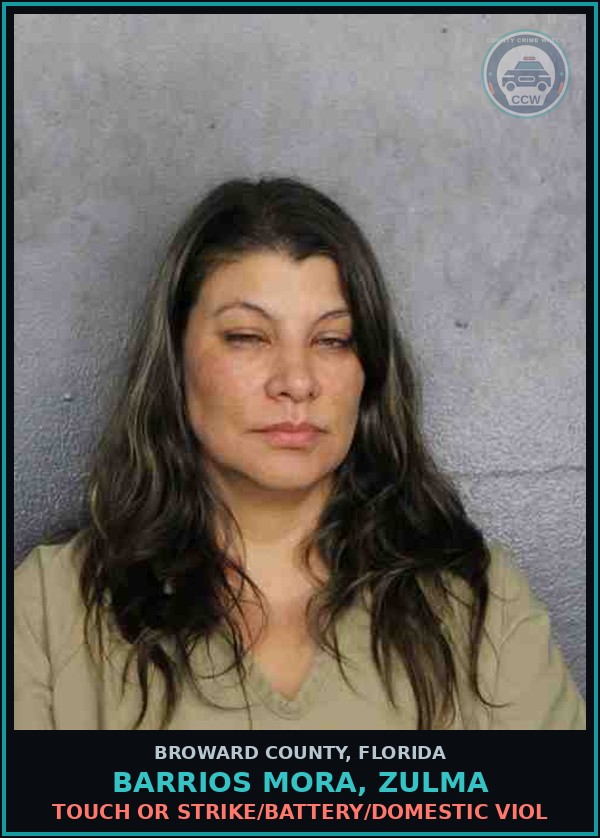 Booking mugshot of BARRIOS MORA, ZULMA in Broward County