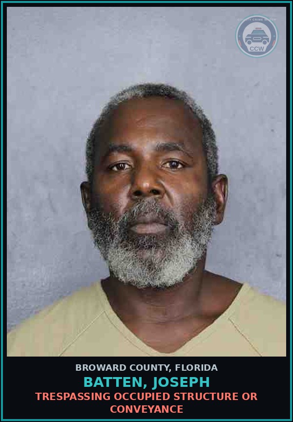 Booking mugshot of BATTEN, JOSEPH in Broward County