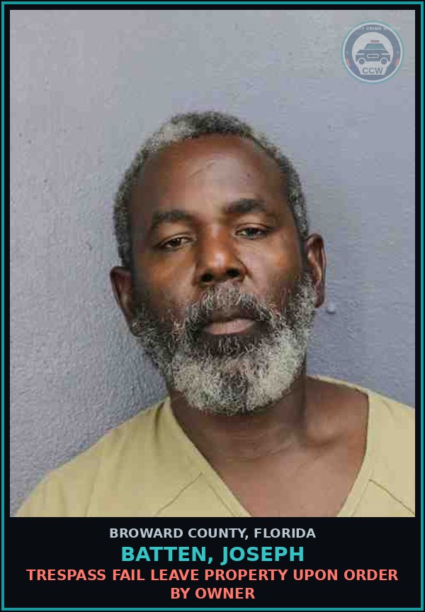 Booking mugshot of BATTEN, JOSEPH in Broward County