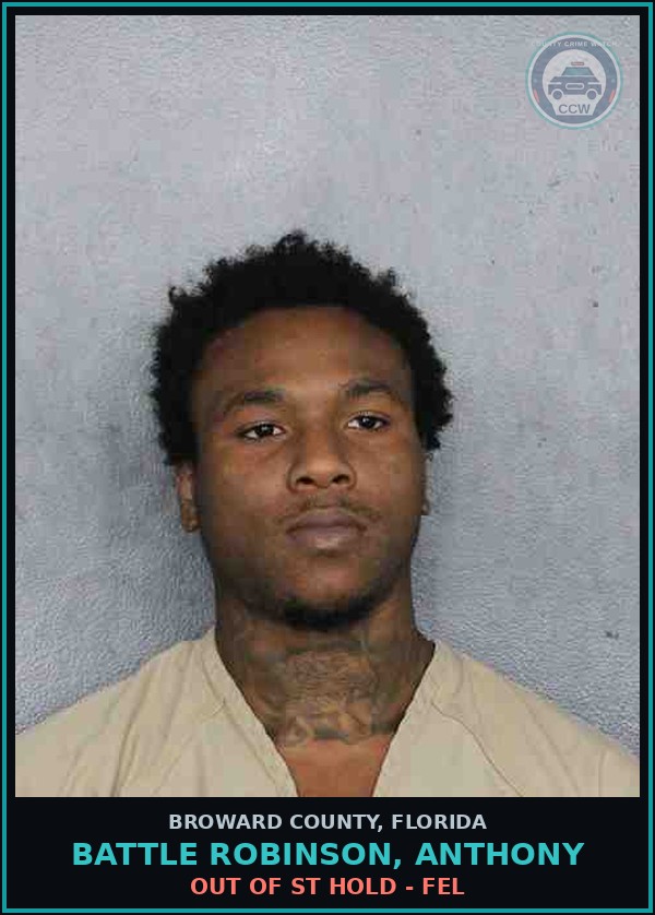 Booking mugshot of BATTLE ROBINSON, ANTHONY in Broward County