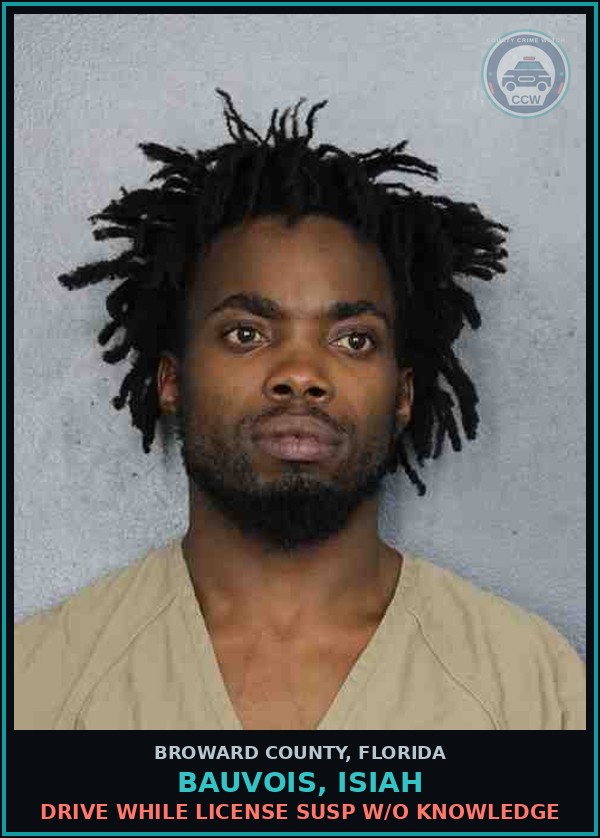 Booking mugshot of BAUVOIS, ISIAH in Broward County