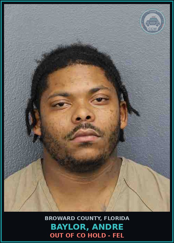 Booking mugshot of BAYLOR, ANDRE in Broward County