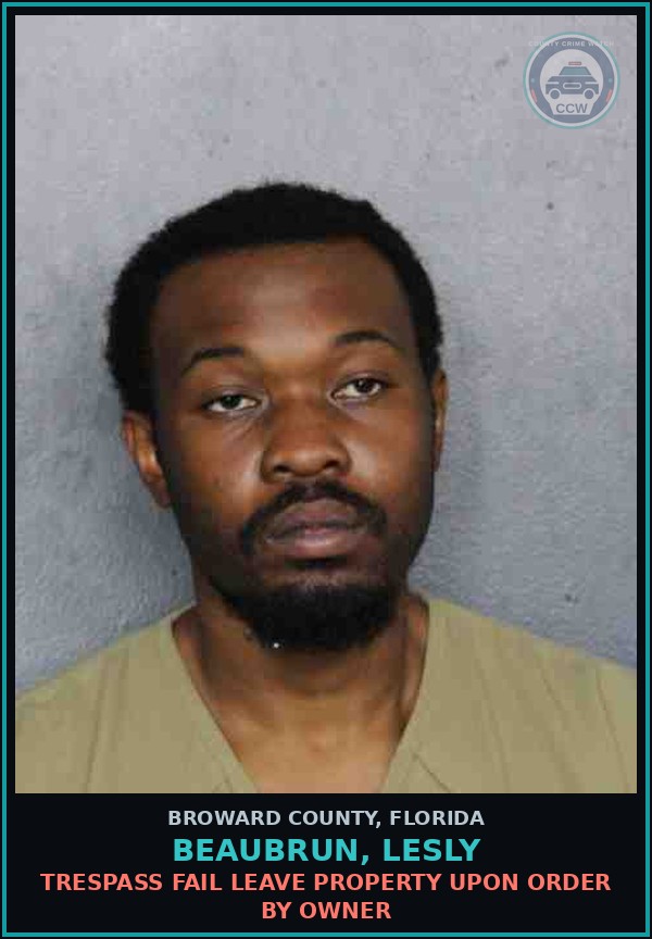 Booking mugshot of BEAUBRUN, LESLY in Broward County