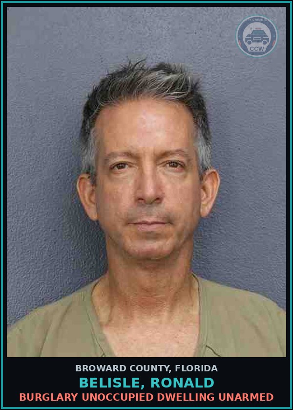 Booking mugshot of BELISLE, RONALD in Broward County