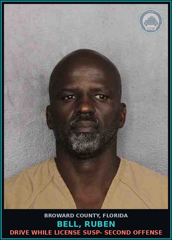 Booking mugshot of BELL, RUBEN in Broward County
