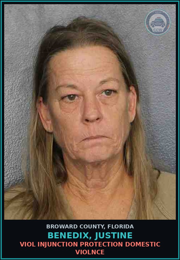 Booking mugshot of BENEDIX, JUSTINE in Broward County