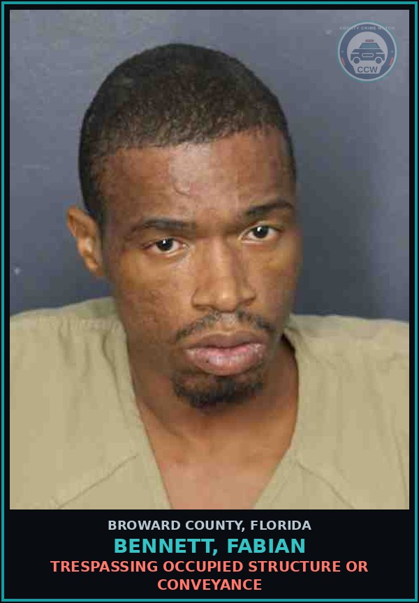 Booking mugshot of BENNETT, FABIAN in Broward County