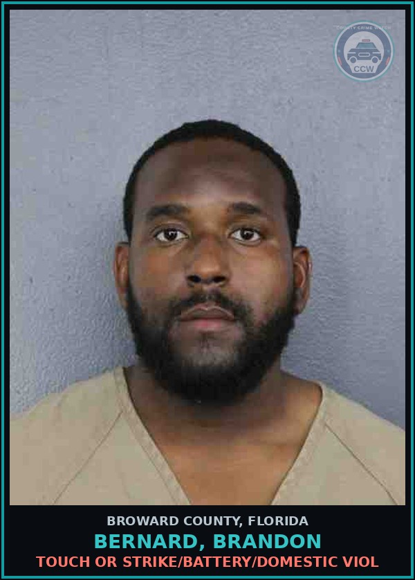Booking mugshot of BERNARD, BRANDON in Broward County