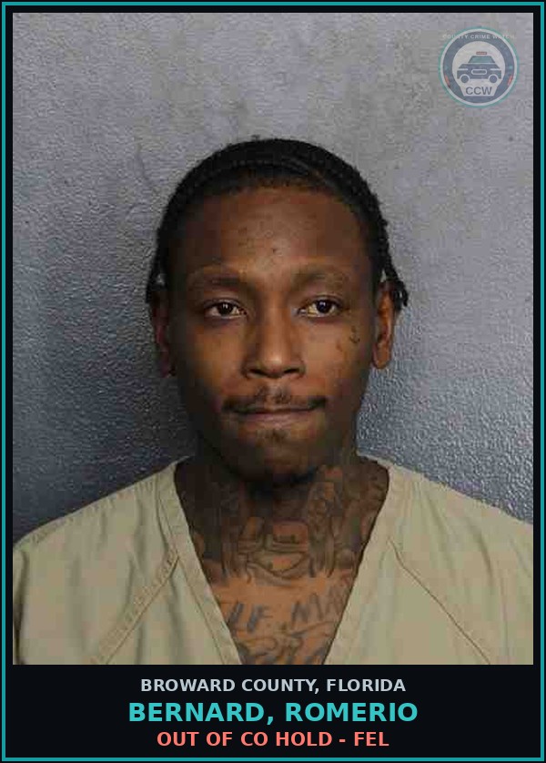 Booking mugshot of BERNARD, ROMERIO in Broward County