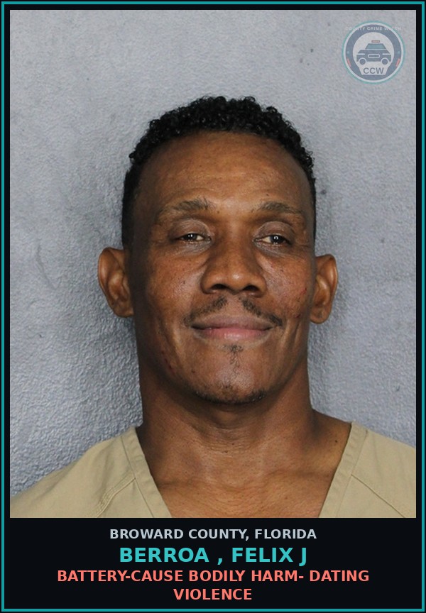 Booking mugshot of BERROA , FELIX J in Broward County