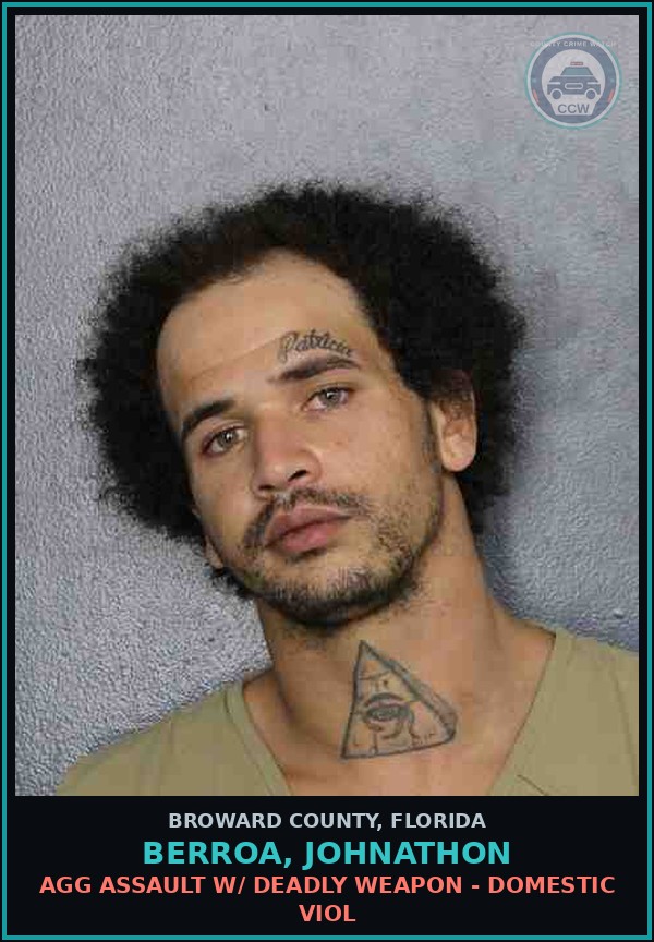 Booking mugshot of BERROA, JOHNATHON in Broward County
