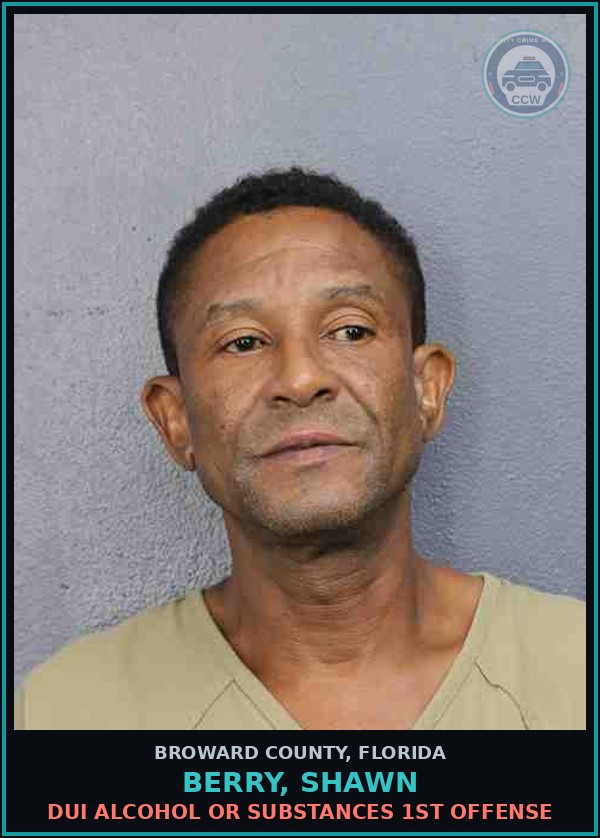 Booking mugshot of BERRY, SHAWN in Broward County