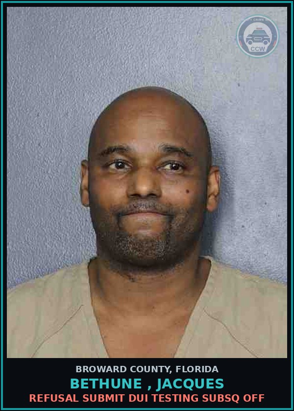Booking mugshot of BETHUNE , JACQUES in Broward County