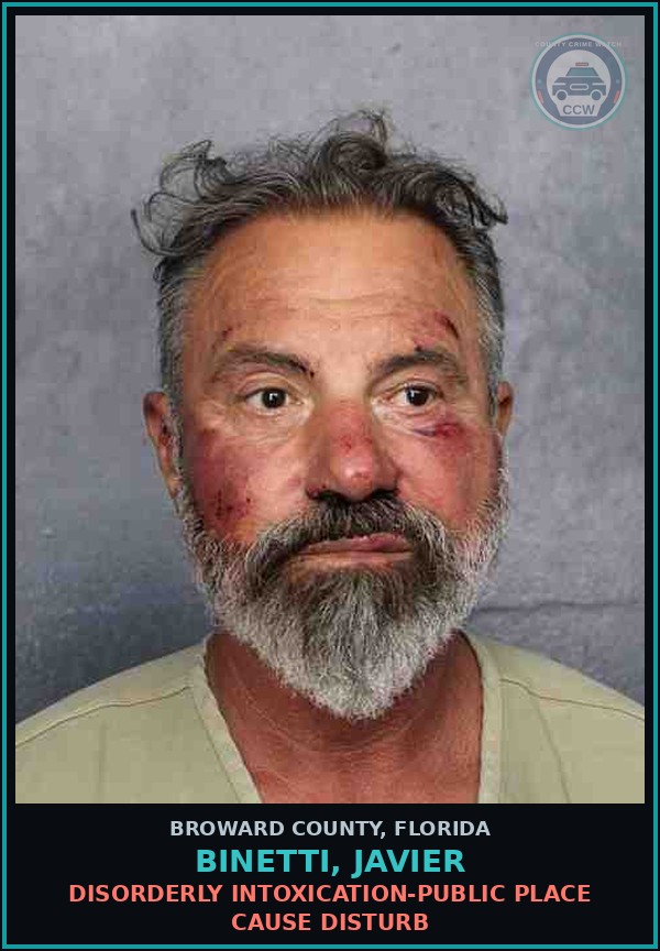 Booking mugshot of BINETTI, JAVIER in Broward County