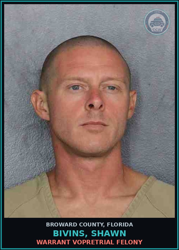 Booking mugshot of BIVINS, SHAWN in Broward County