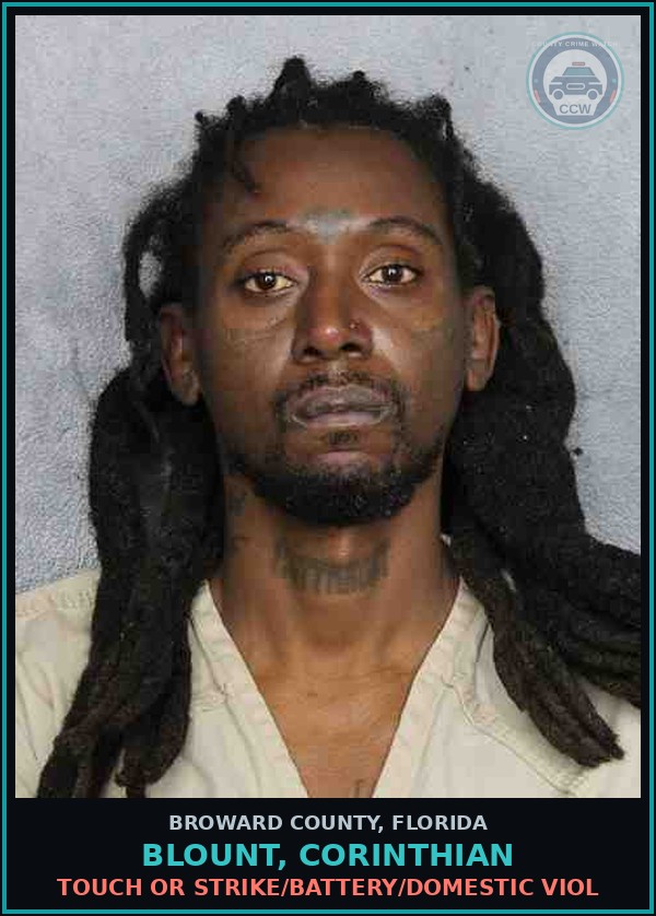 Booking mugshot of BLOUNT, CORINTHIAN in Broward County