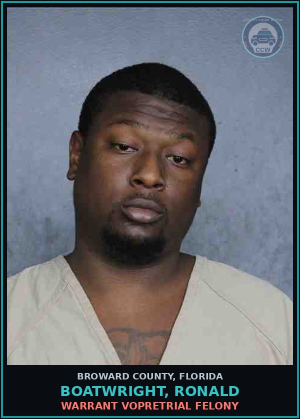 Booking mugshot of BOATWRIGHT, RONALD in Broward County