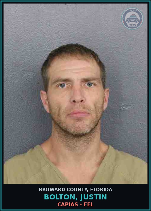 Booking mugshot of BOLTON, JUSTIN in Broward County