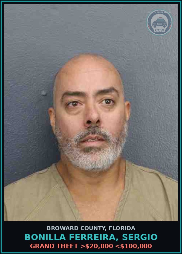 Booking mugshot of BONILLA FERREIRA, SERGIO in Broward County