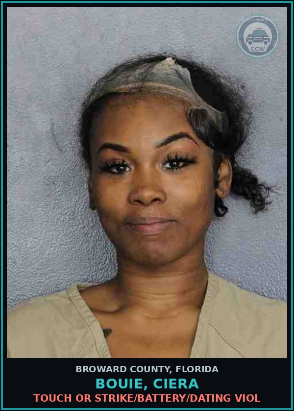 Booking mugshot of BOUIE, CIERA in Broward County