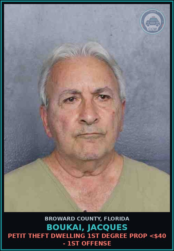 Booking mugshot of BOUKAI, JACQUES in Broward County