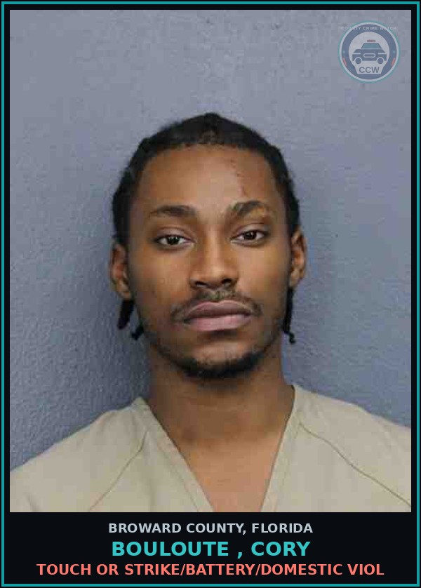 Booking mugshot of BOULOUTE , CORY in Broward County
