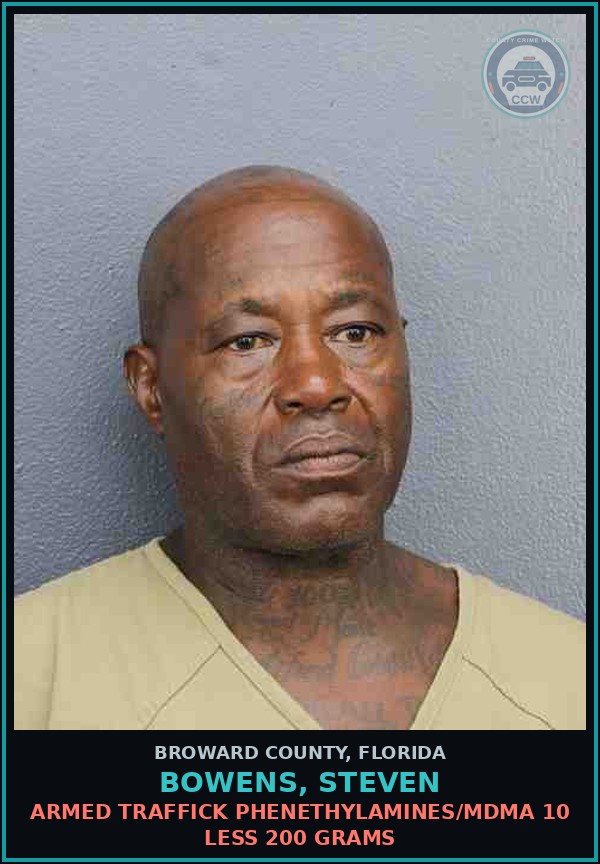Booking mugshot of BOWENS, STEVEN in Broward County