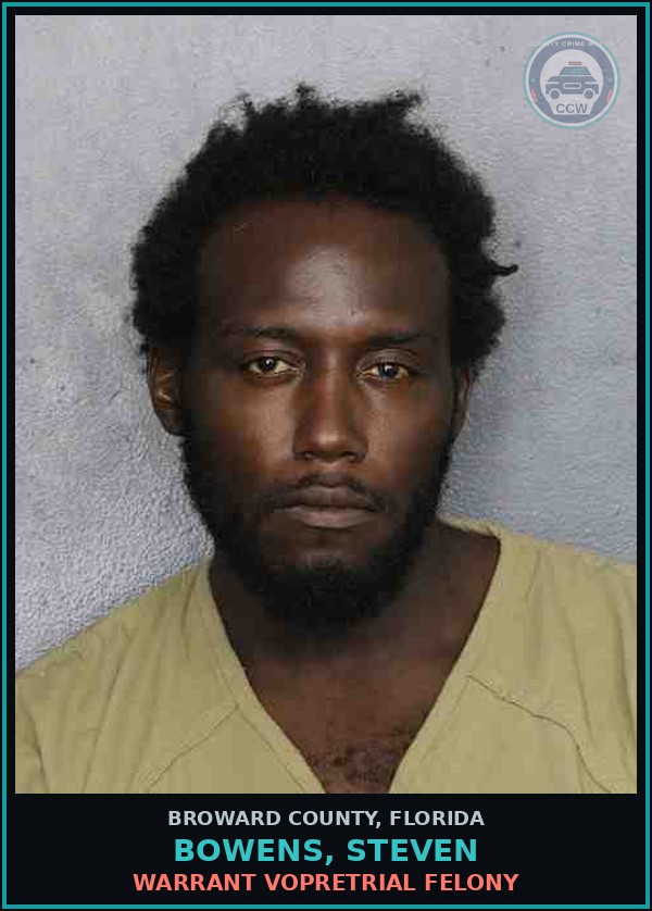Booking mugshot of BOWENS, STEVEN in Broward County