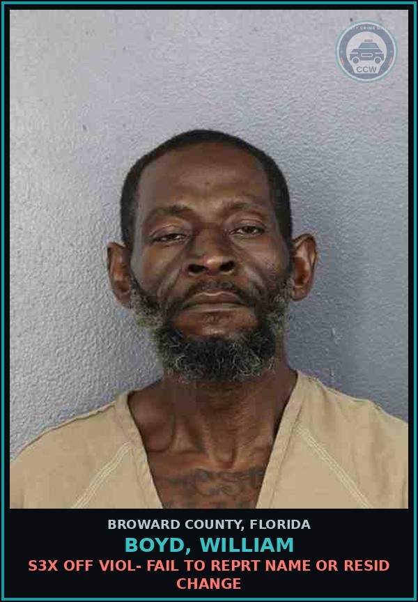 Booking mugshot of BOYD, WILLIAM in Broward County