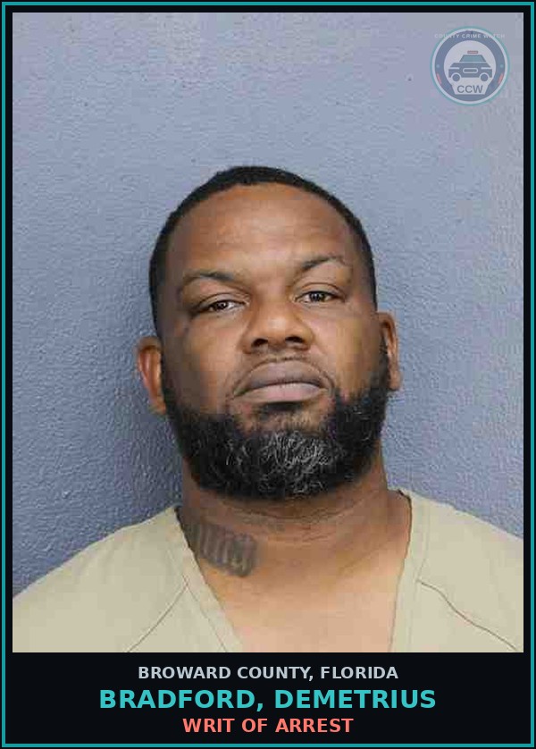 Booking mugshot of BRADFORD, DEMETRIUS in Broward County