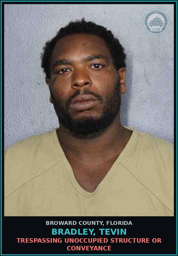 Booking mugshot of BRADLEY, TEVIN in Broward County