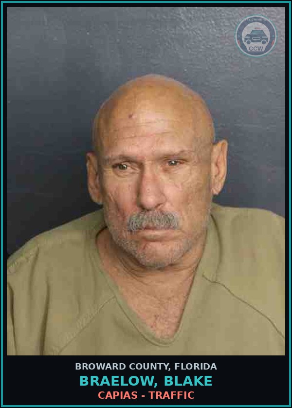 Booking mugshot of BRAELOW, BLAKE in Broward County